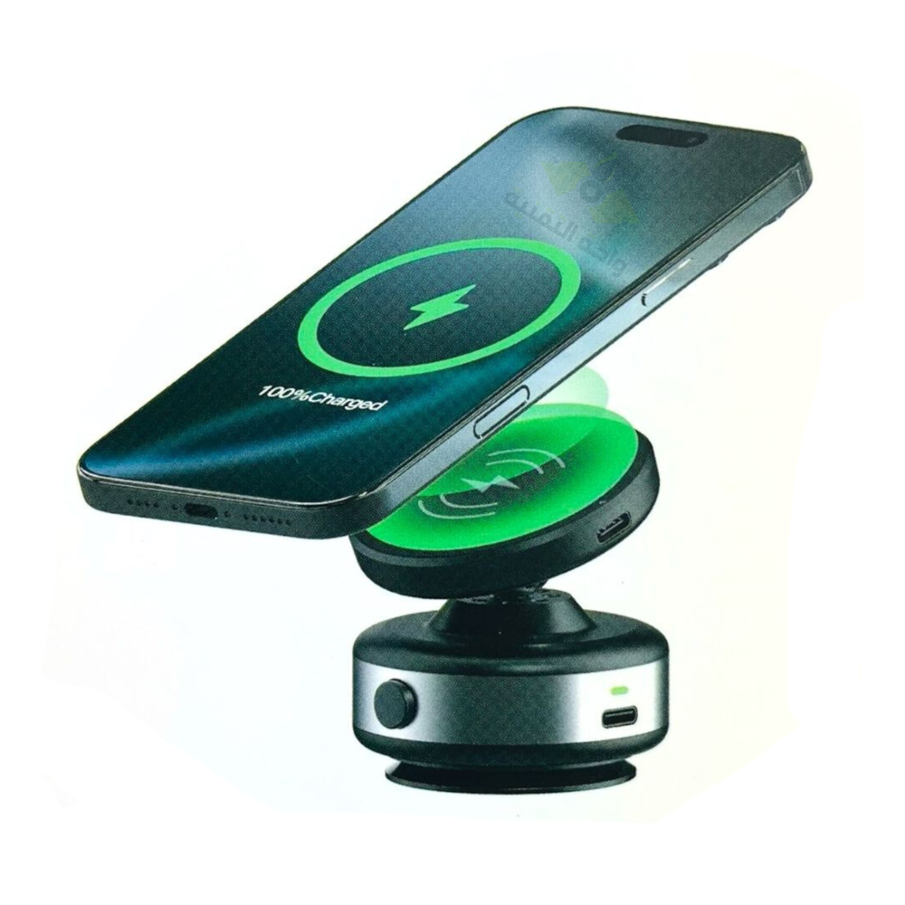 ‎ حامل جوال مغناطيسي 360 درجة مع شاحن لاسلكي – ثابت وقوي لجميع الأجهزة